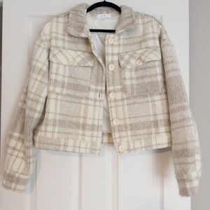 Cropped Shacket with silk like lining